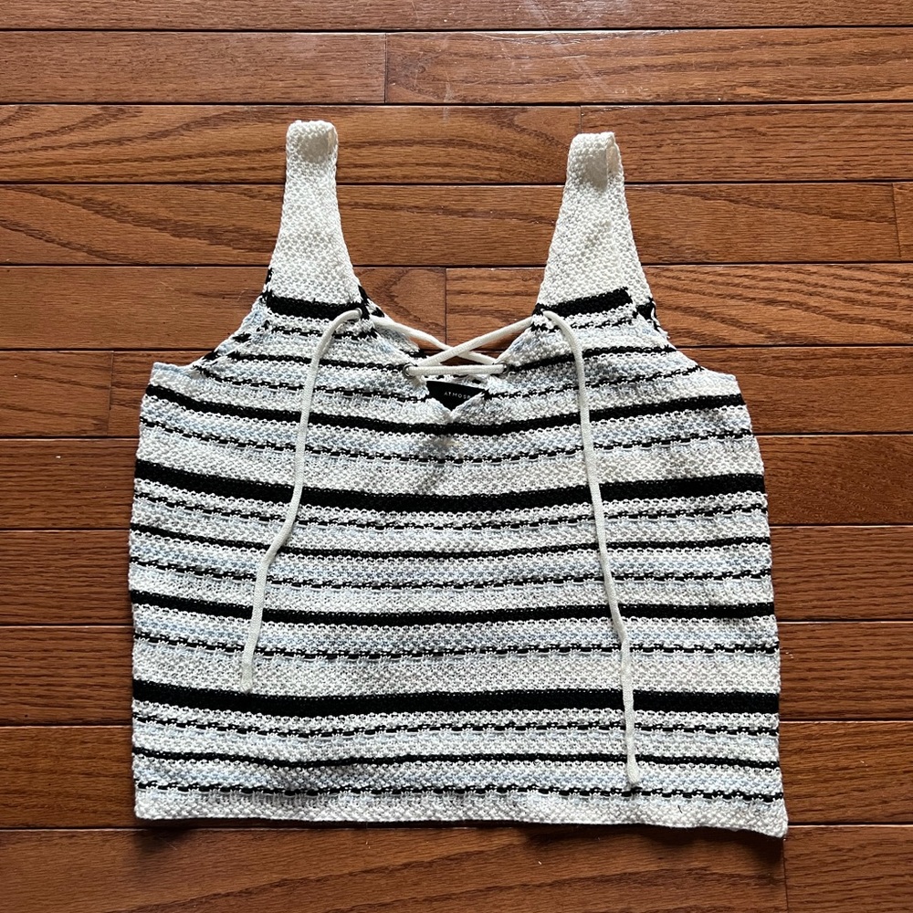 Cropped stripped knit top